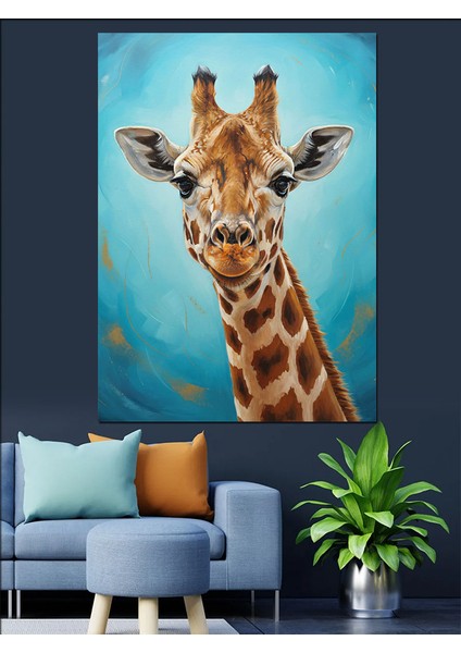 Uzun Boyunlu Zürafa Portresi Dekoratif Kanvas - Mdf Ahşap Tablo fiyatları