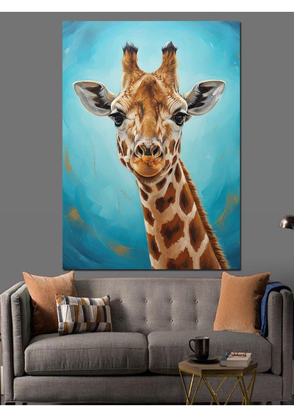Uzun Boyunlu Zürafa Portresi Dekoratif Kanvas - Mdf Ahşap Tablo modelleri