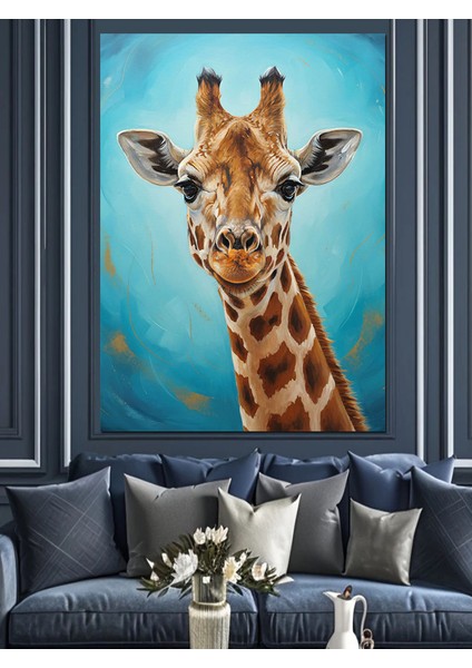 Uzun Boyunlu Zürafa Portresi Dekoratif Kanvas - Mdf Ahşap Tablo indirimleri