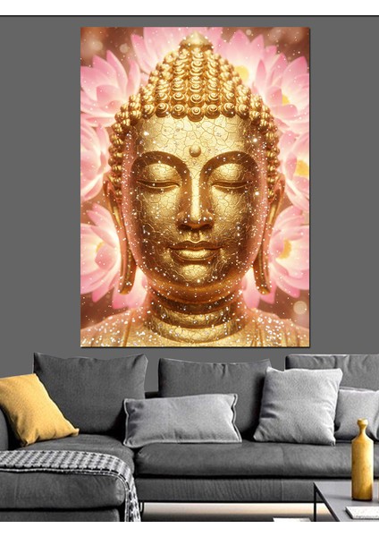 Altın Buddha Kafası Huzurlu Dekoratif Kanvas - Mdf Ahşap Tablo modelleri