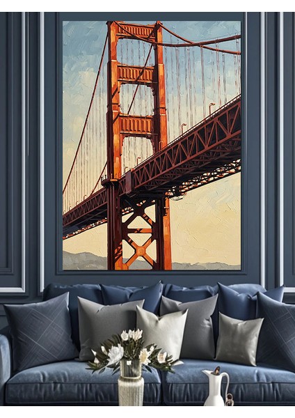 Altın Kapı Köprüsü Manzarası Dekoratif Kanvas - Mdf Ahşap Tablo