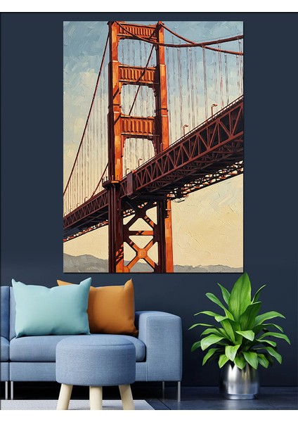 Altın Kapı Köprüsü Manzarası Dekoratif Kanvas - Mdf Ahşap Tablo modelleri
