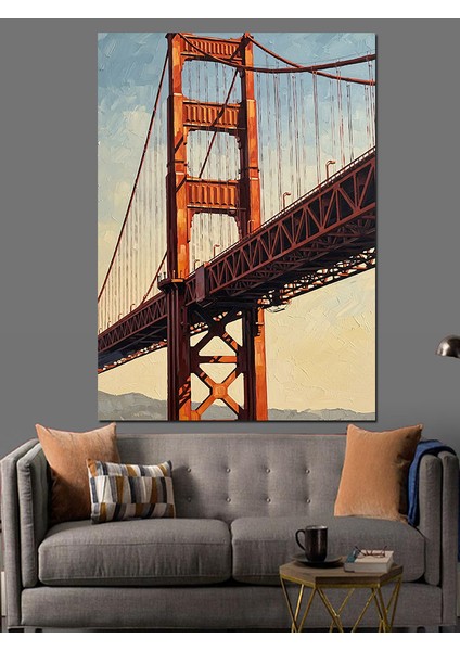 Altın Kapı Köprüsü Manzarası Dekoratif Kanvas - Mdf Ahşap Tablo fırsatları