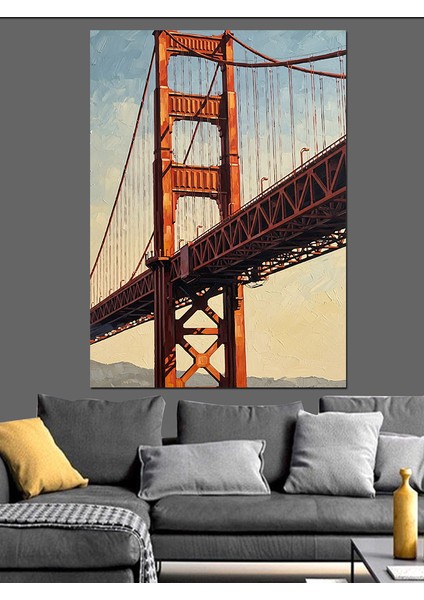 Altın Kapı Köprüsü Manzarası Dekoratif Kanvas - Mdf Ahşap Tablo indirimleri