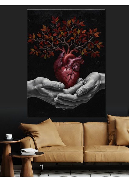 Ağaç Kök Kalp Hayat Tutma Dekoratif Kanvas - Mdf Ahşap Tablo fiyatları