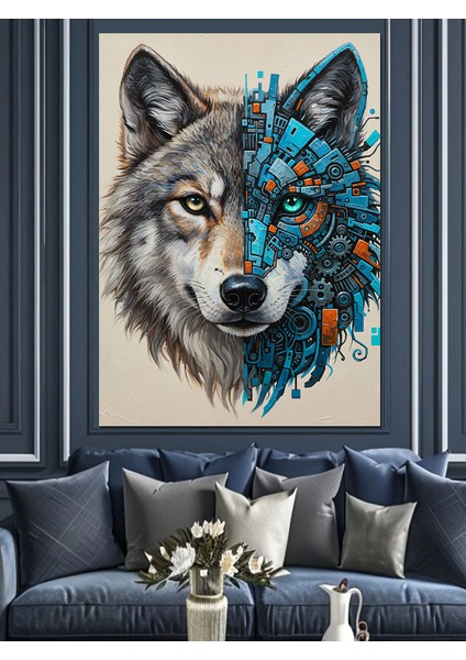 Kurt Kafa Geometrik Hayvan Dekoratif Kanvas - Mdf Ahşap Tablo modelleri