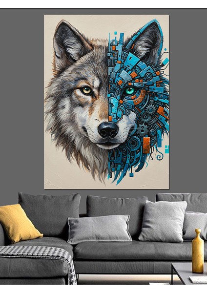 Kurt Kafa Geometrik Hayvan Dekoratif Kanvas - Mdf Ahşap Tablo fırsatları