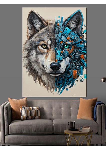 Kurt Kafa Geometrik Hayvan Dekoratif Kanvas - Mdf Ahşap Tablo indirimleri