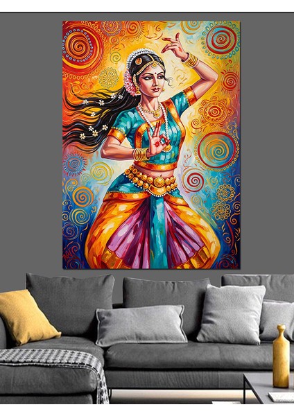 Hintli Kadın ve Dans Hareketleri Dekoratif Kanvas - Mdf Ahşap Tablo fırsatları