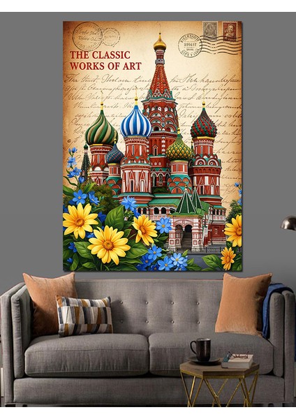 Rusya Katedral Vintage Poster Dekoratif Kanvas - Mdf Ahşap Tablo modelleri