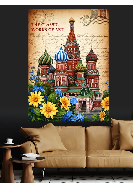 Rusya Katedral Vintage Poster Dekoratif Kanvas - Mdf Ahşap Tablo indirimleri