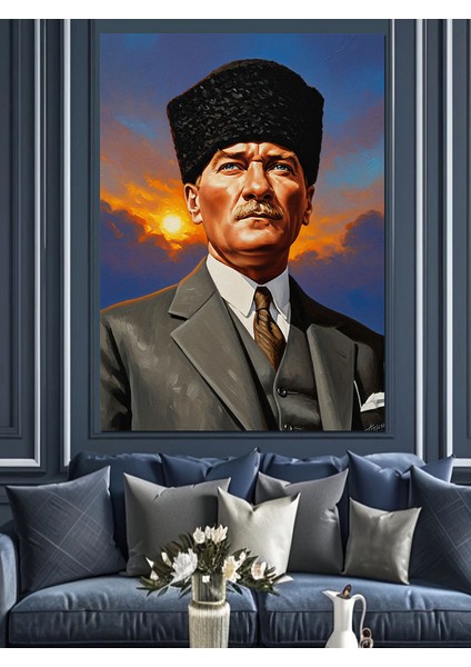 Kalpaklı Mustafa Kemal Atatürk Dekoratif Kanvas - Mdf Ahşap Tablo fiyatları