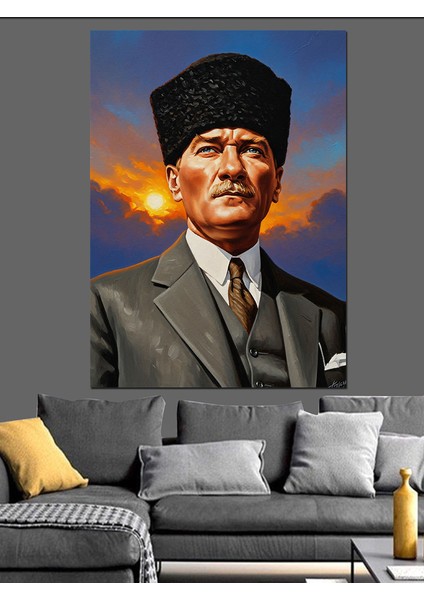 Kalpaklı Mustafa Kemal Atatürk Dekoratif Kanvas - Mdf Ahşap Tablo modelleri
