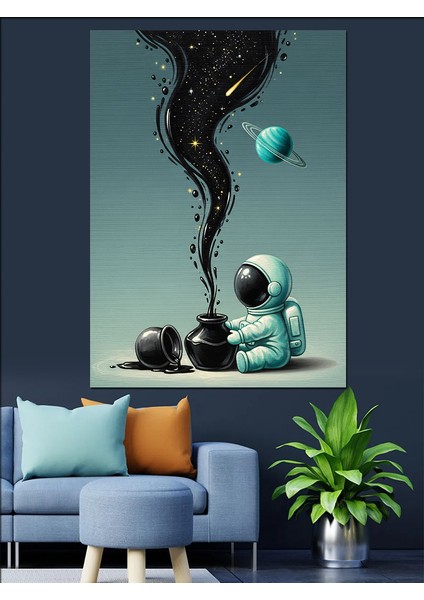 Uzay Giysili Astronot Atmosfer Dekoratif Kanvas - Mdf Ahşap Tablo fiyatları