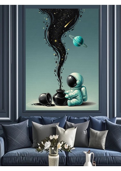 Uzay Giysili Astronot Atmosfer Dekoratif Kanvas - Mdf Ahşap Tablo fırsatları