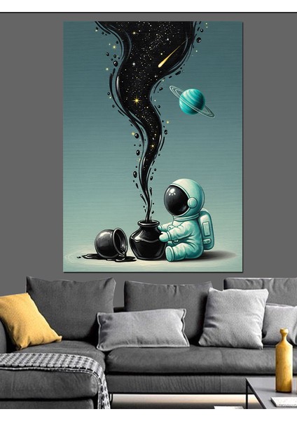 Uzay Giysili Astronot Atmosfer Dekoratif Kanvas - Mdf Ahşap Tablo indirimleri
