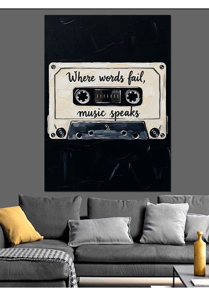 Kaset Çalar Müzik Sözleri Dekoratif Kanvas - Mdf Ahşap Tablo