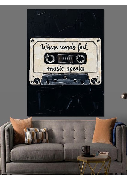 Kaset Çalar Müzik Sözleri Dekoratif Kanvas - Mdf Ahşap Tablo fiyatları
