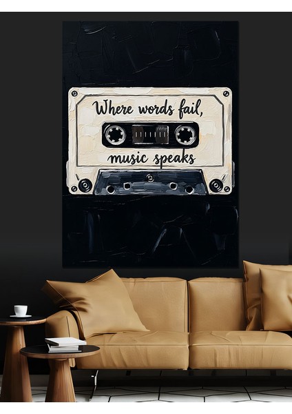 Kaset Çalar Müzik Sözleri Dekoratif Kanvas - Mdf Ahşap Tablo fırsatları