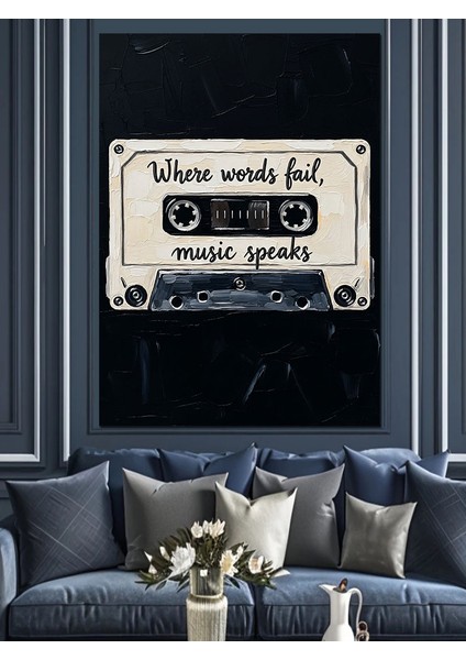 Kaset Çalar Müzik Sözleri Dekoratif Kanvas - Mdf Ahşap Tablo indirimleri
