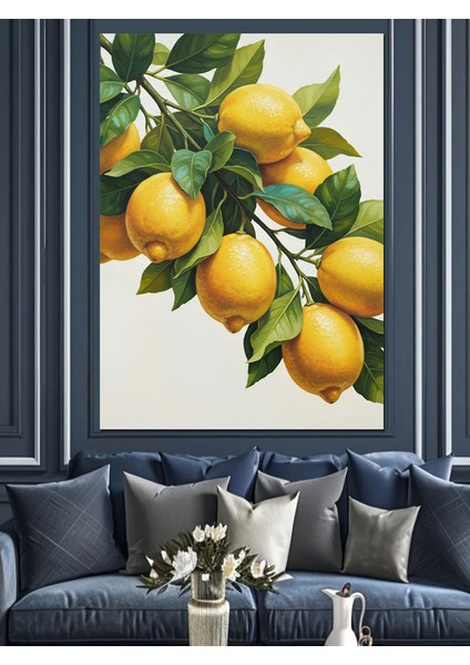 Limon Ağacı Meyve Sanatı Dekoratif Kanvas - Mdf Ahşap Tablo