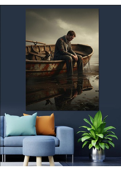 Yük Taşıyan Sandal ve Balıkçı Dekoratif Kanvas - Mdf Ahşap Tablo modelleri