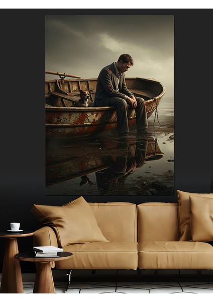 Yük Taşıyan Sandal ve Balıkçı Dekoratif Kanvas - Mdf Ahşap Tablo fırsatları