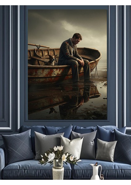 Yük Taşıyan Sandal ve Balıkçı Dekoratif Kanvas - Mdf Ahşap Tablo indirimleri