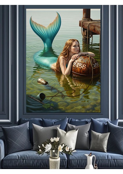 Deniz Kızı Kuyruğu Deniz Resmi Dekoratif Kanvas - Mdf Ahşap Tablo fiyatları