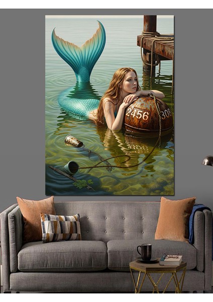 Deniz Kızı Kuyruğu Deniz Resmi Dekoratif Kanvas - Mdf Ahşap Tablo indirimleri