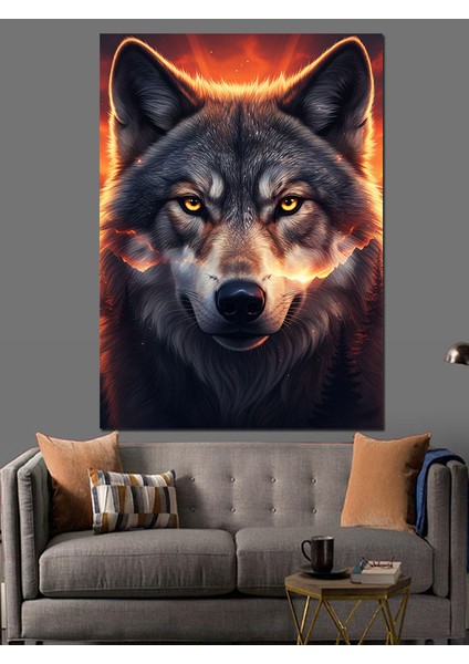 Karanlık Ormanda Uluyan Kurt Dekoratif Kanvas - Mdf Ahşap Tablo indirimleri