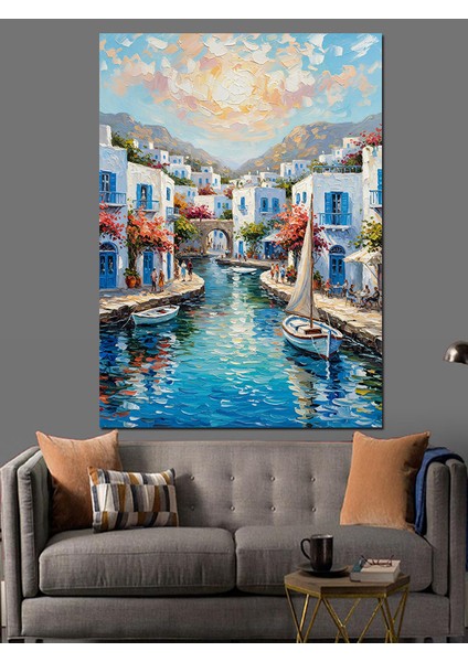 Italya Venedik Kanal Şehir Dekoratif Kanvas - Mdf Ahşap Tablo