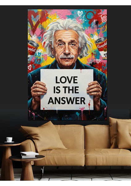 Einstein Sevgi Cevaptır Afiş Dekoratif Kanvas - Mdf Ahşap Tablo fiyatları