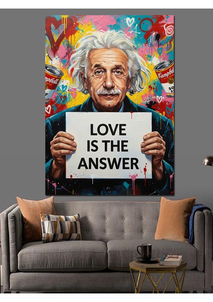 Einstein Sevgi Cevaptır Afiş Dekoratif Kanvas - Mdf Ahşap Tablo fırsatları