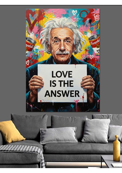 Einstein Sevgi Cevaptır Afiş Dekoratif Kanvas - Mdf Ahşap Tablo indirimleri
