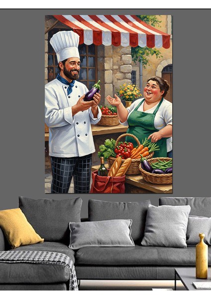 Aşçı Taze Sebze Yemek Dekoratif Kanvas - Mdf Ahşap Tablo fırsatları
