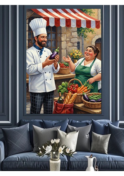 Aşçı Taze Sebze Yemek Dekoratif Kanvas - Mdf Ahşap Tablo indirimleri