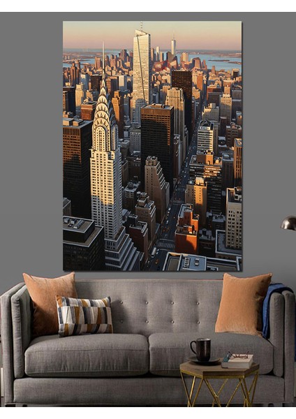 New York Şehri Manzara Dekoratif Kanvas - Mdf Ahşap Tablo