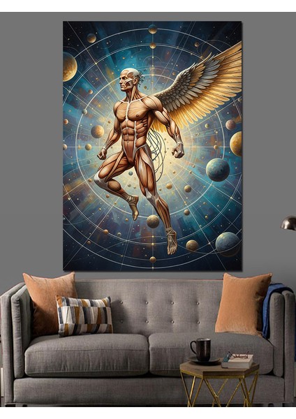 Kılıçlı Melek Yüce Sanat Dekoratif Kanvas - Mdf Ahşap Tablo