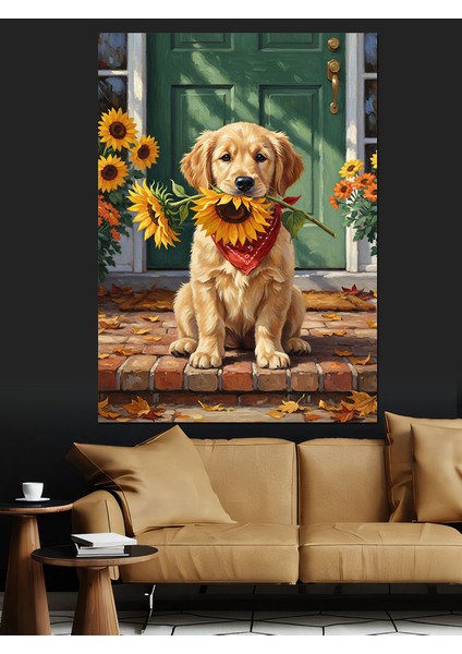 Retriever Köpek Yavrusu Sevimli Dekoratif Kanvas - Mdf Ahşap Tablo fiyatları