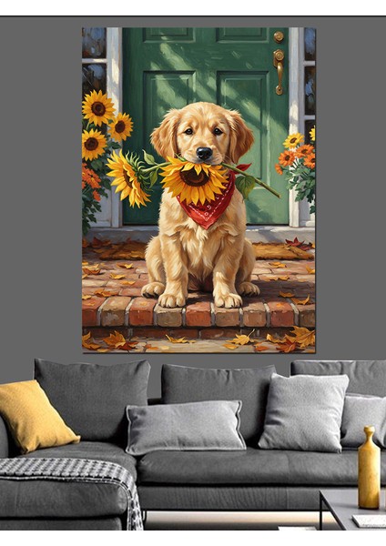 Retriever Köpek Yavrusu Sevimli Dekoratif Kanvas - Mdf Ahşap Tablo fırsatları