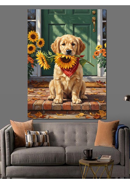 Retriever Köpek Yavrusu Sevimli Dekoratif Kanvas - Mdf Ahşap Tablo indirimleri
