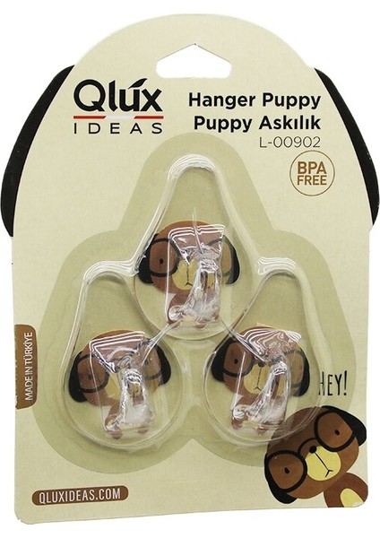 3pcs Puppy Askı Şeffaf Askı Yapışkanlı Montaj (2818)
