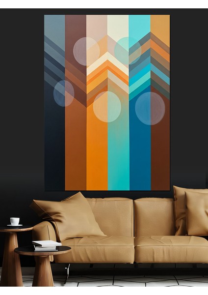 Geometrik Çizgiler Soyut Renk Dekoratif Kanvas - Mdf Ahşap Tablo fiyatları
