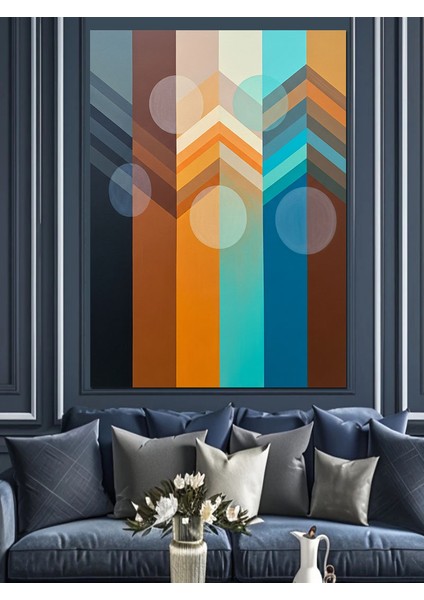Geometrik Çizgiler Soyut Renk Dekoratif Kanvas - Mdf Ahşap Tablo modelleri