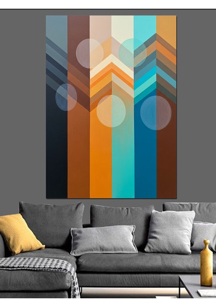 Geometrik Çizgiler Soyut Renk Dekoratif Kanvas - Mdf Ahşap Tablo fırsatları