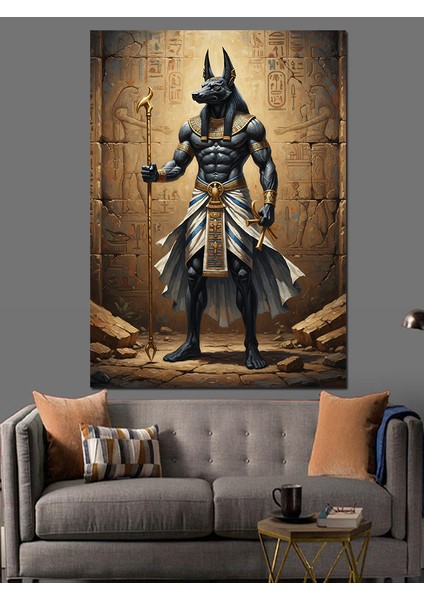 Mısır Tanrısı Anubis Antik Dekoratif Kanvas - Mdf Ahşap Tablo fiyatları