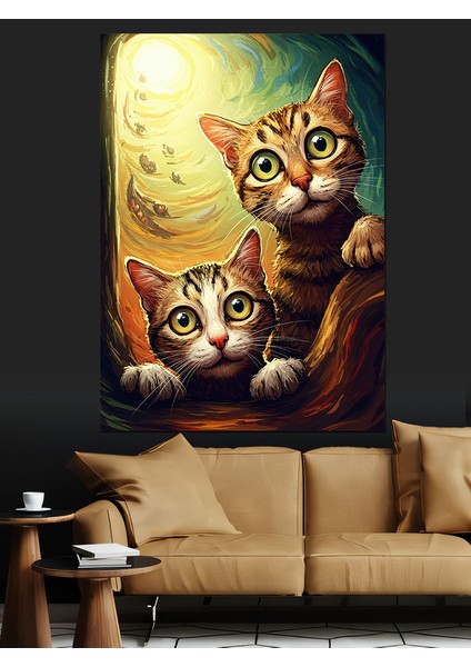 Sevimli Kedi Yavruları Portre Dekoratif Kanvas - Mdf Ahşap Tablo fiyatları