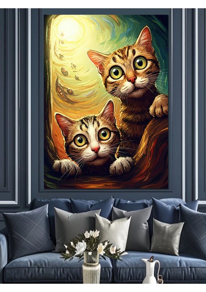 Sevimli Kedi Yavruları Portre Dekoratif Kanvas - Mdf Ahşap Tablo modelleri