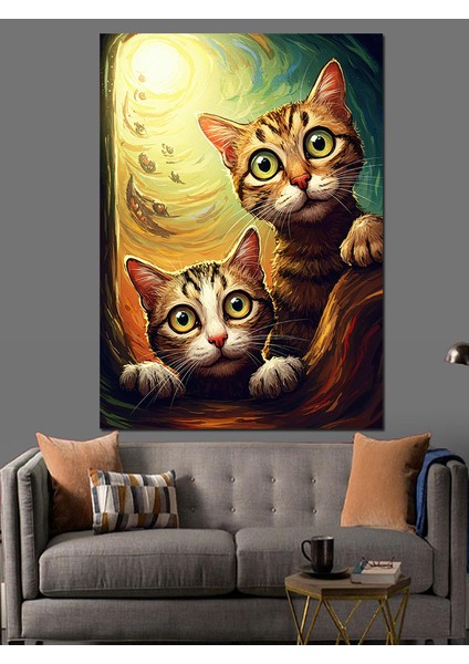 Sevimli Kedi Yavruları Portre Dekoratif Kanvas - Mdf Ahşap Tablo indirimleri